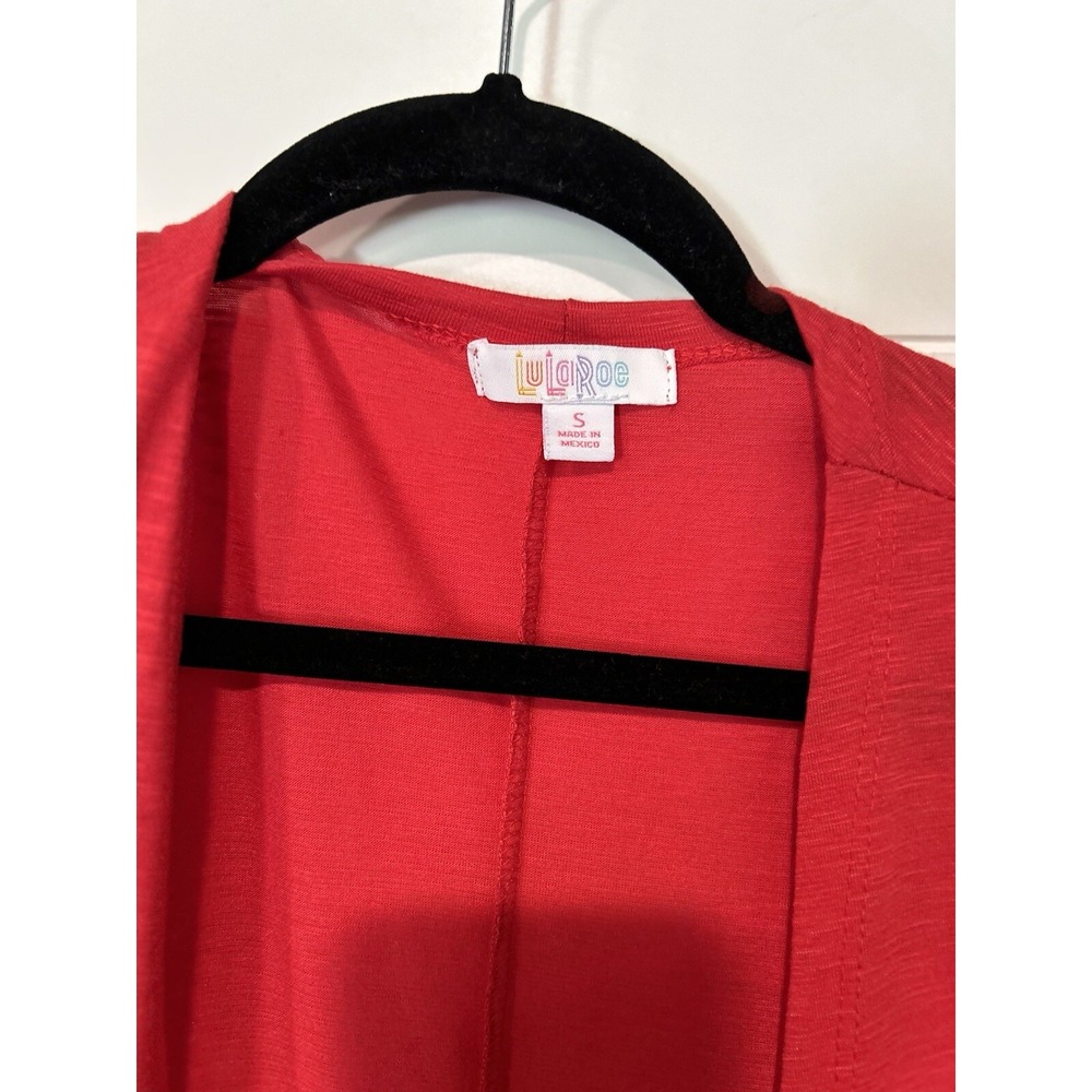 LuLaRoe Red Slub Knit Longline‎ Duster Cardigan Pockets Small - Picture 5 of 6